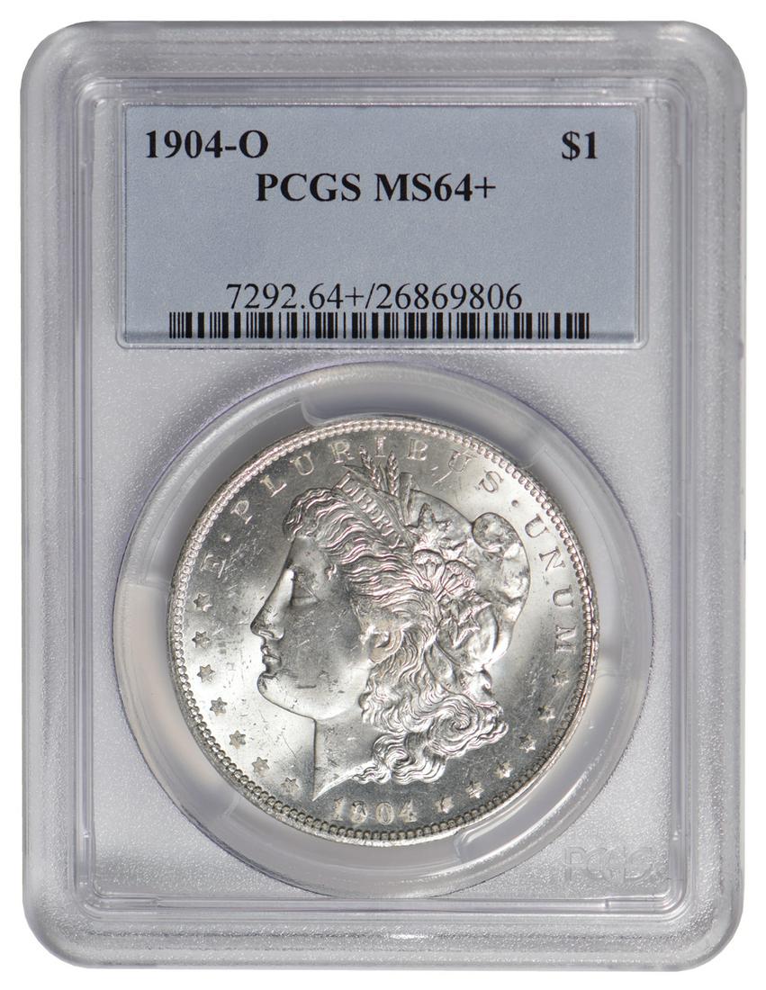 1904-O $1 Morgan Silver Dollar PCGS MS64+: One 1904-O $1 Morgan Silver Dollar PCGS MS64+.