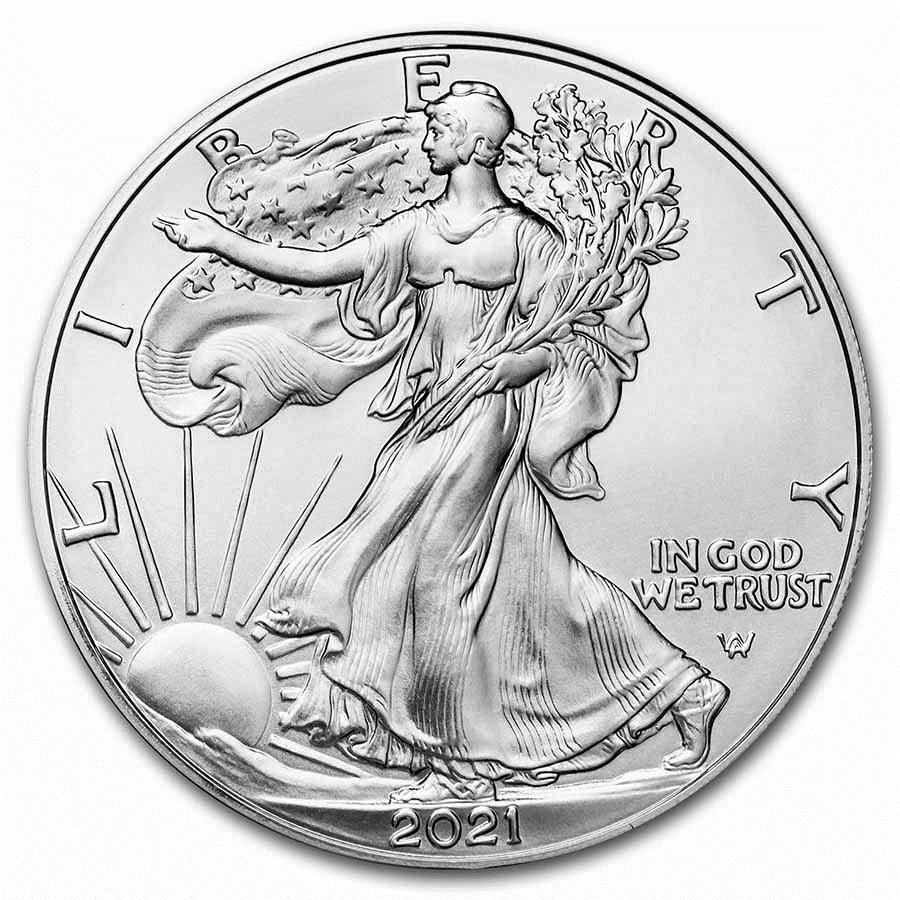 2021 1 oz American Eagle Silver Coin Type 2: One 2021 1 oz American Eagle Silver Coin Type 2.