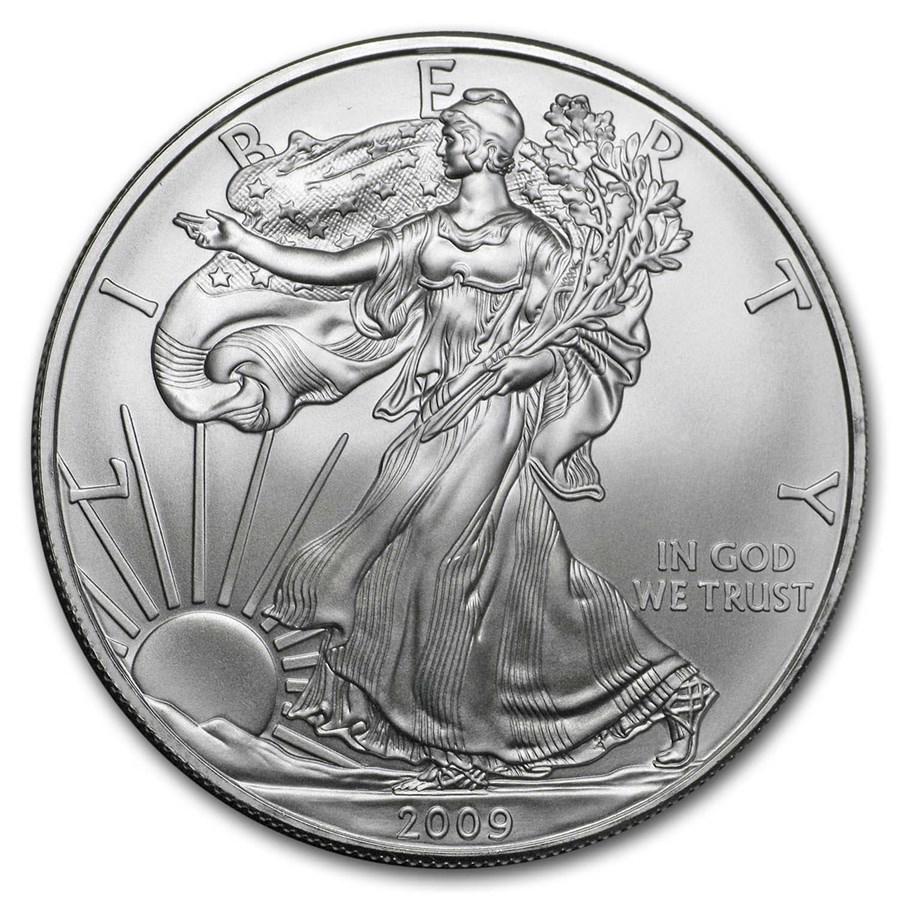 2009 1 oz American Eagle Silver Coin: One 2009 1 oz American Eagle Silver Coin.