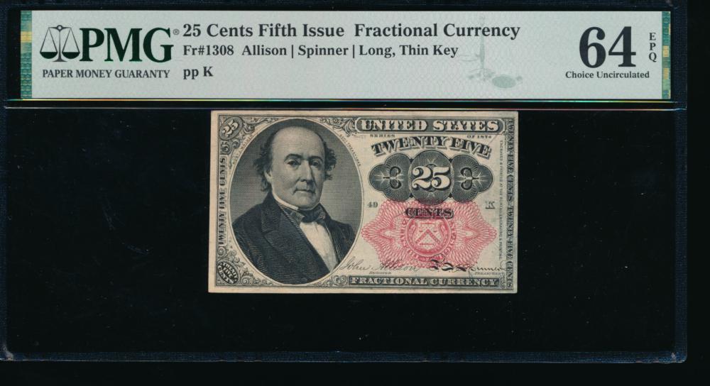 25 Cent Fourth Issue Fractional PMG 64EPQ: One 25 Cent Fourth Issue Fractional PMG 64EPQ.