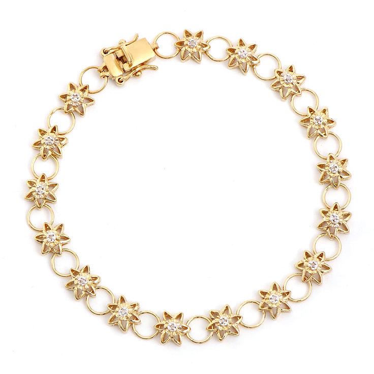 Plated 18KT Yellow Gold 0.14cts Diamond Bracelet: One Plated 18KT Yellow Gold 0.14cts Diamond Bracelet. (16) diamonds with a total of 0.14cts with a color of H-I and clarity of I-3. Total weight of this bracelet is 8.09 grams.