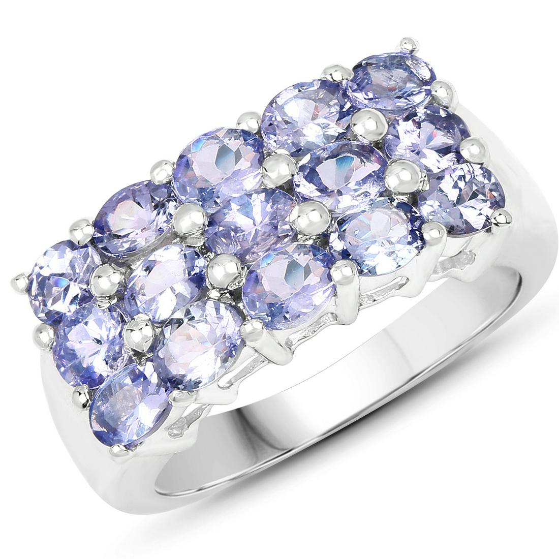 Plated Rhodium 2.55ctw Tanzanite Ring: 2.55 Carat Genuine Tanzanite.925 Sterling Silver Ring. Tanzanite Oval/4x3mm - 15/2.55 ctw Natural Heat Treated E. Total weight 6.51 grams. Ring size 6.