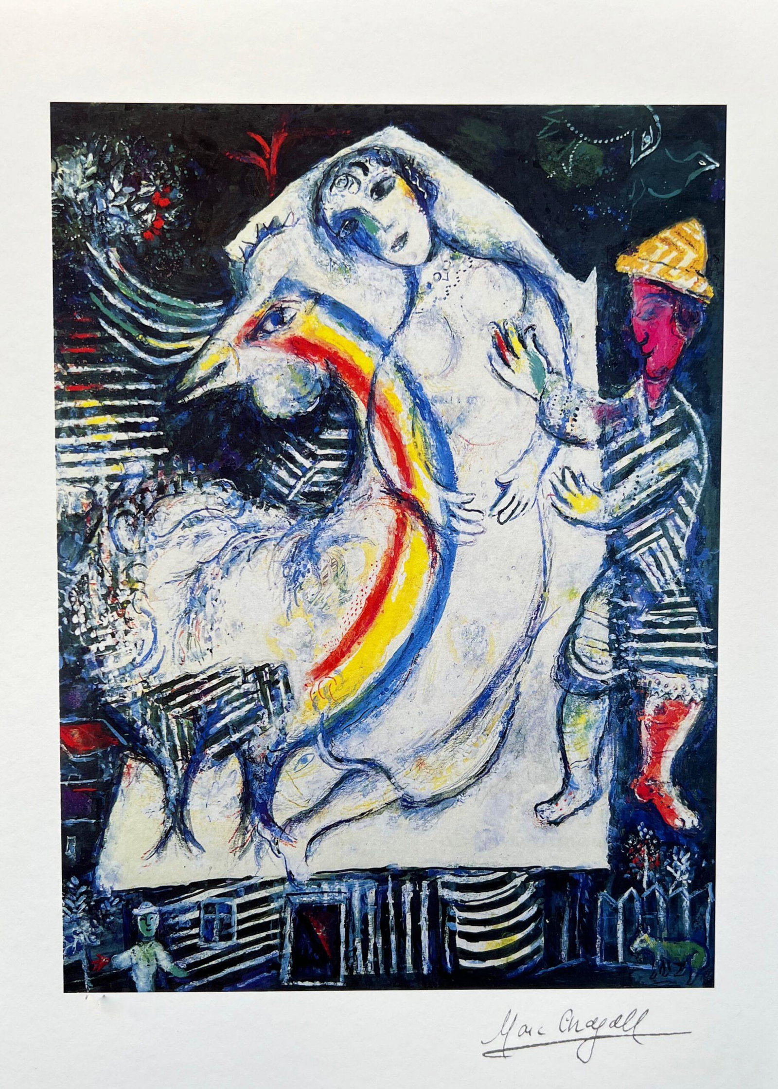 Marc Chagall LA MARIEZ Facsimile Signed Limited Edition Giclee: This is a Marc Chagall limited edition giclee titled â€œLA MARIEZ”. This subject is facsimile signed which means it has a copy of Chagallâ€™s signature. Numbered from a limited edition 