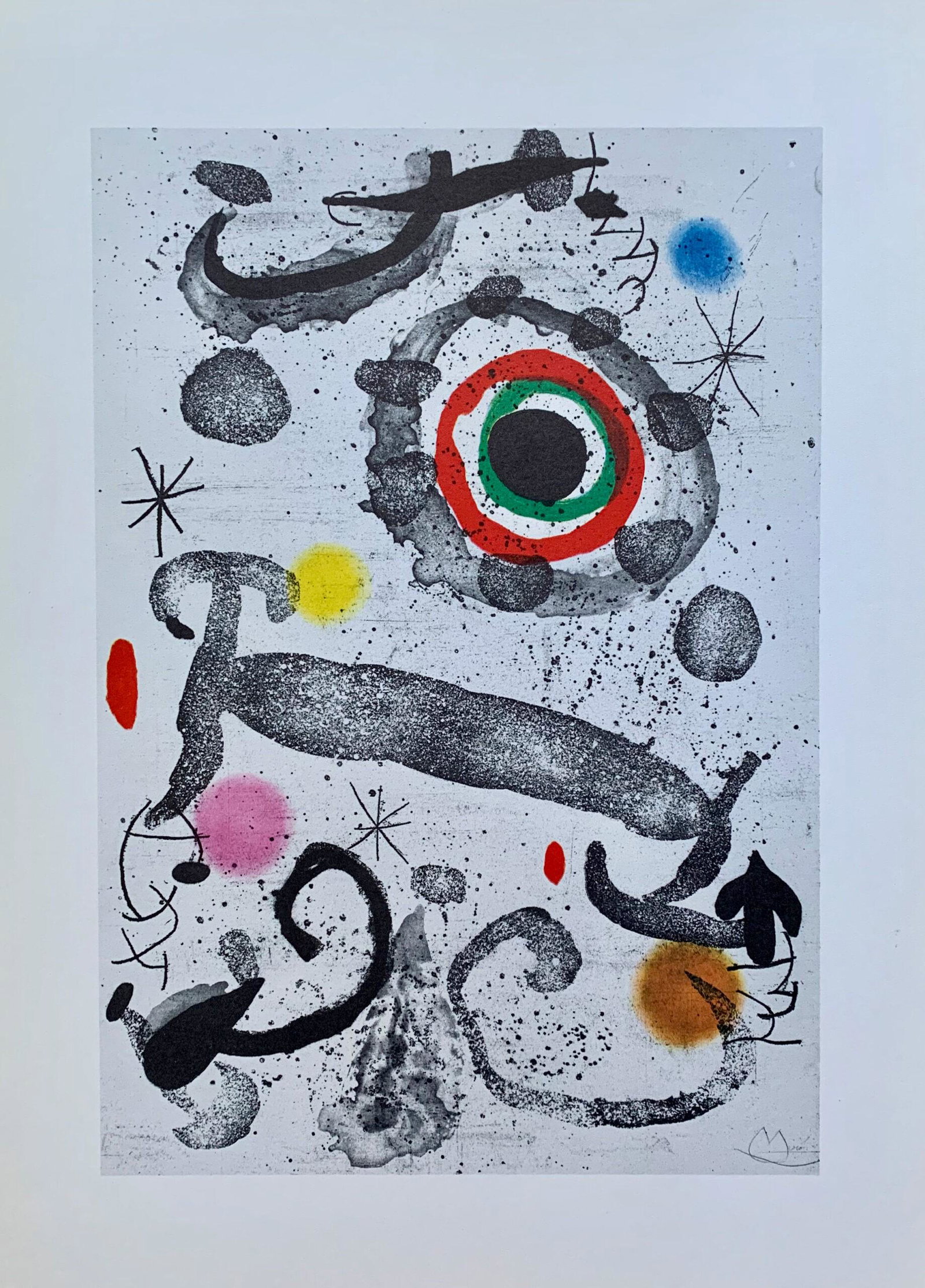Joan Miro Lâ€™Astre du Marecage Facsimile Signed 1982 Offset Lithograph: This is a Joan Miro offset lithograph titled â€œLâ€™Astre du Marecage” (year of original, 1967). This piece is signed in the plate. Reproduction edition of 1500. Published in 1982. Pape