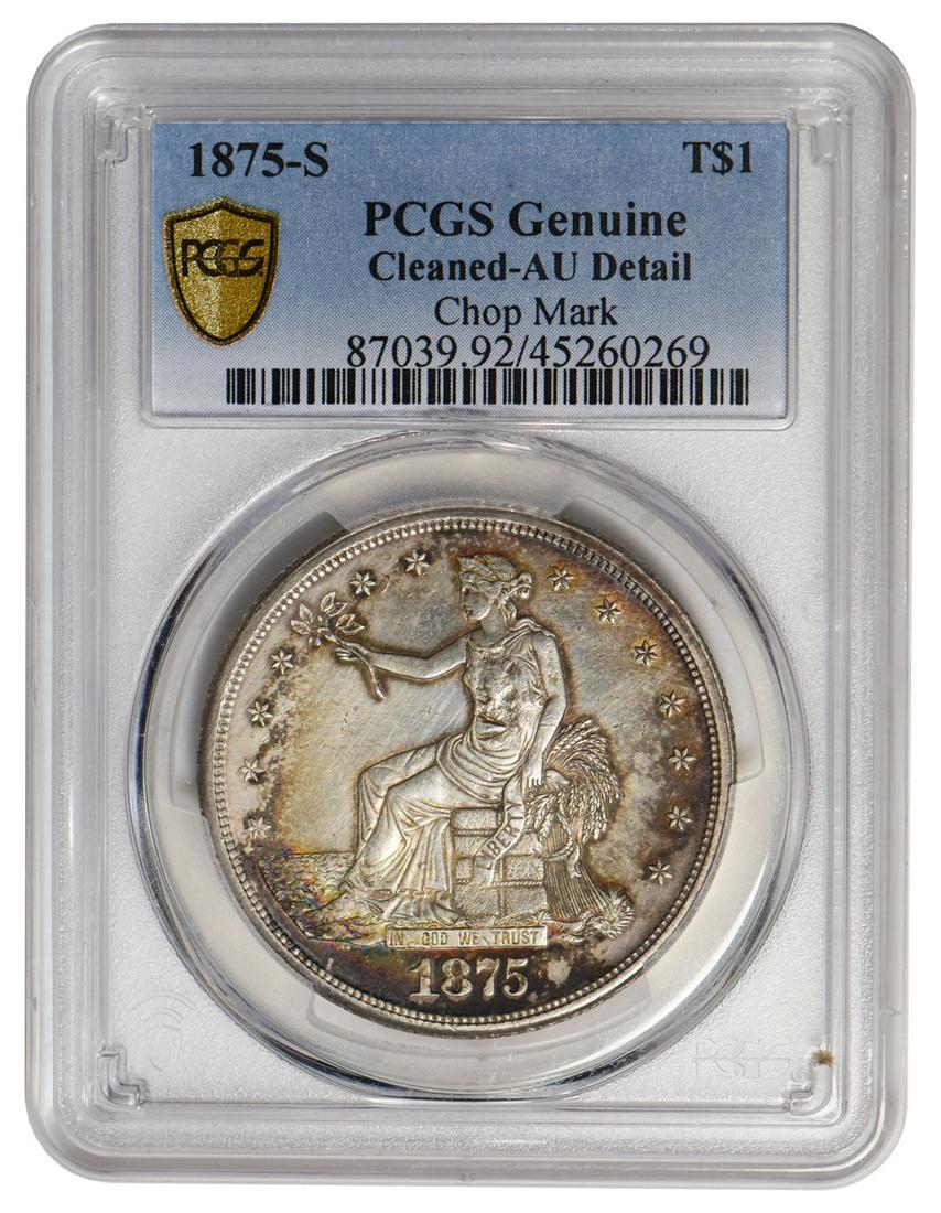1875 S $1 Trade Dollar Pcgs Genuine Au Cleaned