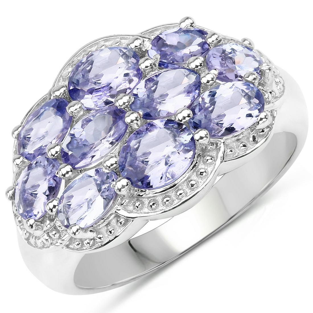 Plated Rhodium 2.66ctw Tanzanite Ring: 2.66 Carat Genuine Tanzanite.925 Sterling Silver Ring. Tanzanite Oval/5x4mm - 2/0.66 ctw Natural Heat Treated E + Tanzanite Oval/5x3mm - 8/2.00 ctw Natural Heat Treated E. Total weight 4.11 grams. Rin