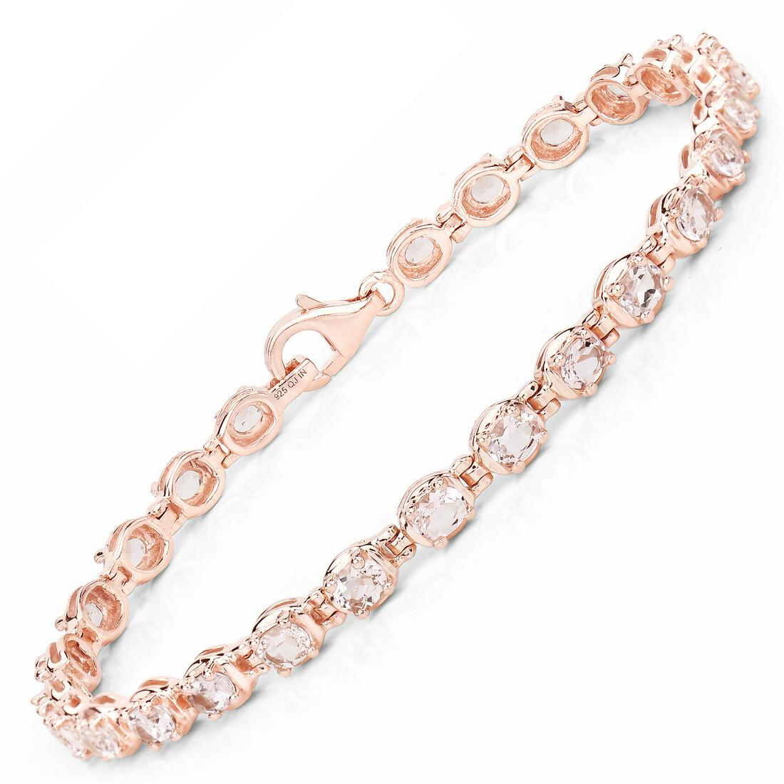 Plated 14KT Rose Gold 3.90ctw Morganite Bracelet: 14K Rose Gold Plated 3.90 Carat Genuine Morganite.925 Sterling Silver Bracelet. Morganite Oval/4x3mm - 26/3.90 ctw Prong Setting Natural Irradiated E. Total weight 9.05 grams. Bracelet length is 7.5 i