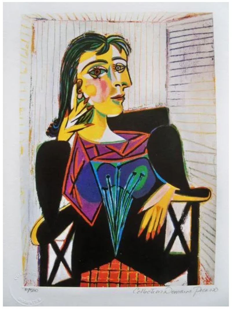 Pablo Picasso Dora Maar Giclee: Limited Edition signed Giclee. Paper size is 12 inches by 9 inches. Image is 10 inches by 7 inches.