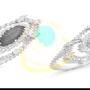 14KT Yellow Gold 1.55ct Emerald and Diamond Ring: (1) Emerald with a total weight of 1.55cts. (50) round Diamonds with a total weight of 1.02cts with a color of H-I and clarity of I2-I3. Total weight of the ring is 4.60 grams. Ring size 7.5.