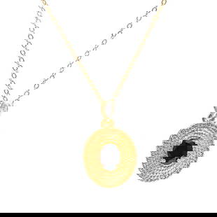 Plated 18KT Yellow Gold 1.52cts Sapphire and Diamond Necklace: One Plated 18KT Yellow Gold 1.52cts Sapphire and Diamond Necklace 18 in. (1) Black Sapphire stones with a total weight of 1.51cts. (1) diamonds with a total of 0.01cts with a color of H-I and clarity