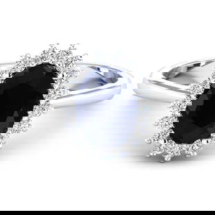 14KT White Gold 2.10ct Blue Sapphire and Diamond Ring: 1 Blue Sapphire stone with a total weight of 2.10cts. Blue Sapphire (AA) Oval 9x7mm - 1Pc + White Diamond F/C Round 1.40mm - 20Pcs (I1-I2/I color). 0.22cts of diamonds. Total weight of ring is 2.71 gr