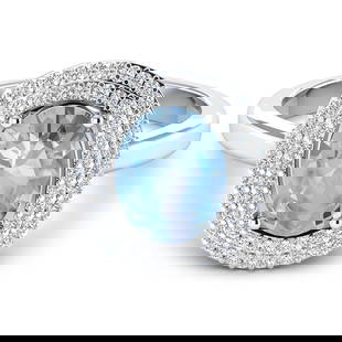 14KT White Gold 1.28ct Aquamarine and Diamond Ring: 1 Aquamarine stone with a total weight of 1.28cts. Aquamarine (AA+) Oval 9x7mm - 1Pc + White Diamond F/C Round 1.00mm - 62Pcs (I1-I2/I color). 0.28cts of Diamonds. Total weight of this ring is 2.49 gr