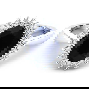 14KT White Gold 1.30ct Blue Sapphire and Diamond Ring: 1 Blue Sapphire with a total weight of 1.30cts. Blue Sapphire (AA) Oval 8x6mm - 1Pc + White Diamond F/C Round 1.40mm - 17Pcs (I1-I2/I color). 0.19cts of Diamonds. Total weight of this ring is 3.28 gra