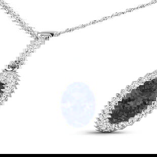 14KT White Gold 1.09ct Tanzanite and Diamond Pendant with Chain: 1 Tanzanite stone with a total weight of 1.09cts. Tanzanite (AA+) Oval 8x6mm - 1Pc + White Diamond F/C Round 1.20mm - 22Pcs + White Diamond F/C Round 1.10mm - 1Pc ( I1-I2/I color). Diamonds with a tot