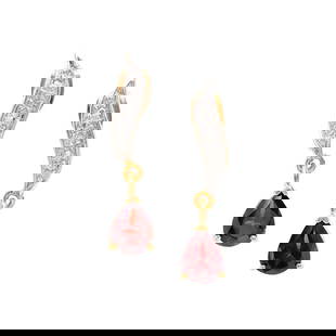 Plated 18KT Yellow Gold 1.65ctw Garnet and Diamond Earrings: One Plated 18KT Yellow Gold 1.65ctw Garnet and Diamond Earrings. 2 pieces of Garnet measuring 7x5mm. Diamonds measuring 1.1mm. Total weight of these earrings are 1.85 grams.