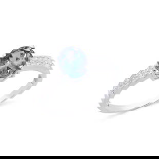 14KT White Gold 1.75ct Tanzanite and Diamond Ring: (1) Tanzanite stone with a total weight of 1.75cts. (24) round Diamonds with a total weight of 0.20cts with a color of H-I and clarity of I1-I2. Total weight of the ring is 2.10 grams. Ring size 7.5.