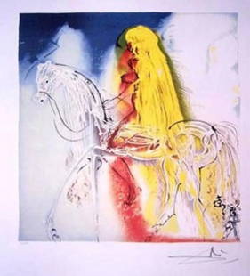 Lady Godiva Lithograph by Salvador Dali: Made on archival quality paper, facsimile signed and pencil numbered from an edition of 500. Certificate of Authenticity provided. Size 22 inches x 14.5 inches.
