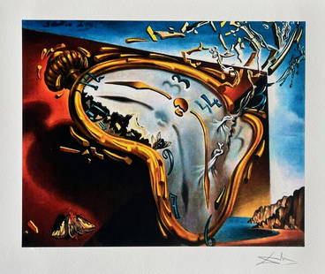 Salvador Dali SOFT WATCH EXPLOSION Facsimile Signed Giclee: This is a limited edition giclee titled “Soft Watch at The Moment of First Explosion” by Salvador Dali. This piece is facsimile signed on the lower right. Pencil numbered from an edition o