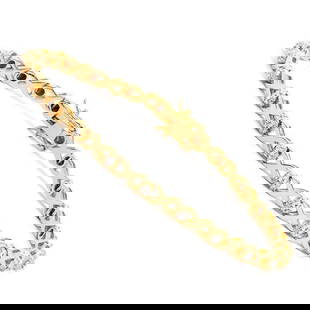 Plated 18KT Yellow Gold 0.2cts Diamond Bracelet: One Plated 18KT Yellow Gold 0.2cts Diamond Bracelet. (23) diamonds with a total of 0.2cts with a color of H-I and clarity of I-3. Total weight of this bracelet is 8.71 grams.