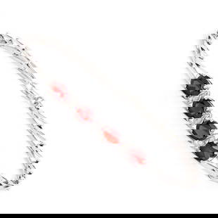 Plated Rhodium 3.35cts Garnet and Diamond Bracelet: One Plated 3.35cts Garnet and Diamond Rhodium Bracelet 7.5 in. (4) Brown Garnet stones with a total weight of 3.32cts. (3) diamonds with a total of 0.03cts with a color of H-I and clarity of I-3. Tota