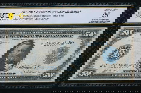 1914 $50 Richmond FRN PCGS 25: One 1914 $50 Richmond FRN PCGS 25.