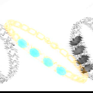 Plated 18KT Yellow Gold 3.00ctw Green Agate and Diamond Bracelet: One Plated 18KT Yellow Gold 3.00ctw Green Agate and Diamond Bracelet. (4) Green Agate stones with a total weight of 3.00cts. (3) Diamonds with a total weight of 0.025cts with a color of I-J and clarit