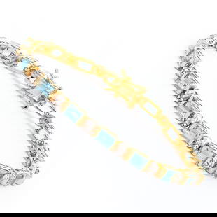 Plated 18KT Yellow Gold 11.30ctw Blue Topaz and Diamond Bracelet: One Plated 18KT Yellow Gold 11.30ctw Blue Topaz and Diamond Bracelet. (16) Blue Topaz stones with a total weight of 11.30cts. (16) Diamonds with a total of 0.013cts with a color of H-I and clarity of