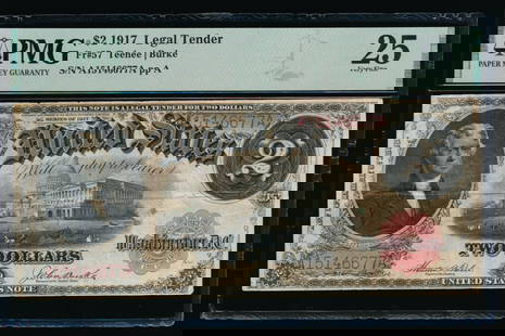 1917 $2 Legal Tender Note PMG 25: One 1917 $2 Legal Tender Note PMG 25.