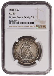 1841 Seated Liberty Half Dollar NGC AU53: One 1841 Seated Liberty Half Dollar NGC AU53.