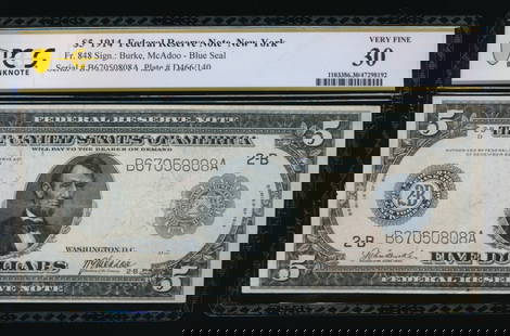 1914 $5 New York FRN PCGS 30: One 1914 $5 New York FRN PCGS 30.