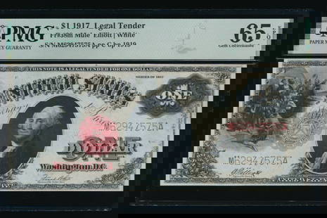 1917 $1 Mule Legal Tender Note PMG 65EPQ: One 1917 $1 Mule Legal Tender Note PMG 65EPQ.