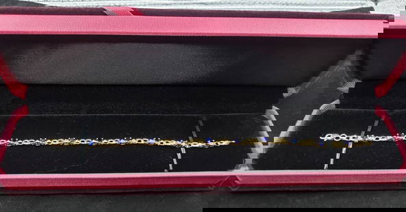 10 Kt Gold 1.5 Ct Blue Sapphire Diamond Bracelet: Ladies Beautiful 10 Kt Gold 1.5 Ct Natural Blue Sapphire Diamond Tennis Bracelet. The 10 natural blue sapphires are faceted oval cuts mounted in solid 10 Kt gold. Measures 7" long weighing approx. 4 t