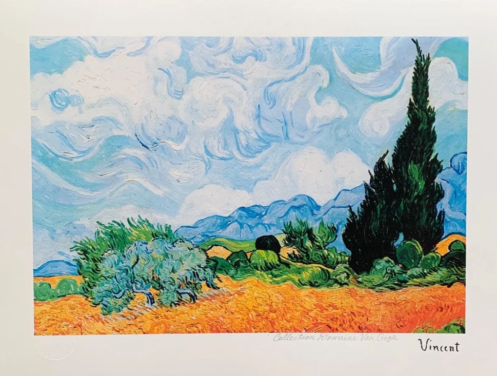 Van Gogh Wheat Field Estate Signed Reproduction Giclee: Wheat Field Estate Signed Reproduction Giclee. Vincent Van Gogh. Pencil numbered from an edition of 375. Image measures 10 inches x 14.5 inches. Paper with border measures 13 inches x 17 inches. Publi