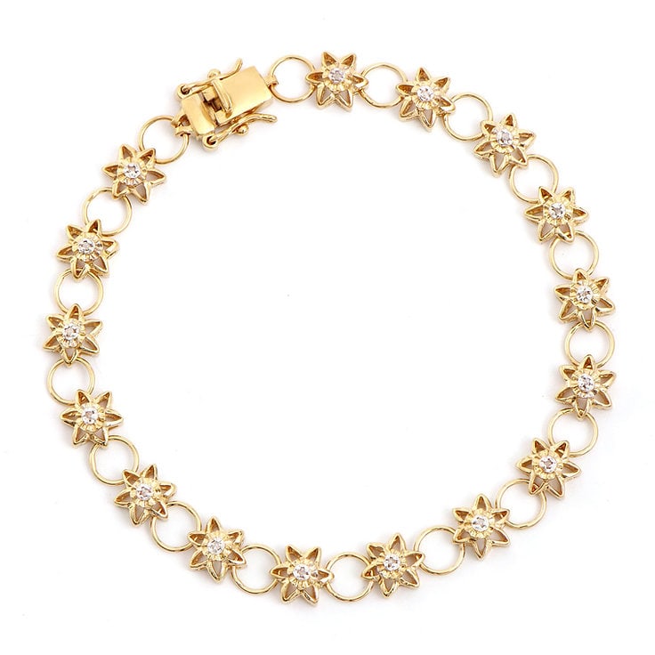 Plated 18KT Yellow Gold 0.14cts Diamond Bracelet: One Plated 18KT Yellow Gold 0.14cts Diamond Bracelet. (16) diamonds with a total of 0.14cts with a color of H-I and clarity of I-3. Total weight of this bracelet is 8.09 grams.