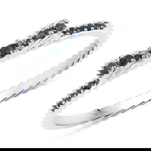 14KT White Gold 0.31ctw Blue Sapphire Ring: Blue Sapphire Round/1.80mm - 3/0.09 ctw Prong Setting Natural Heat Treated E + Blue Sapphire Round/1.50mm - 4/0.08 ctw Natural Heat Treated E + Blue Sapphire Round/1.10mm - 2/0.02 ctw Natural Heat Tre
