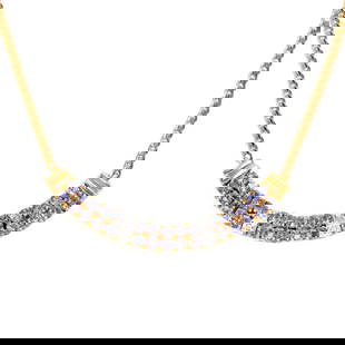 Plated 18KT Yellow Gold 1.65ctw Tanzanite and Diamond Pendant with Chain: One Plated 18KT Yellow Gold 1.65ctw Tanzanite and Diamond Pendant with Chain. (30) tanzanite stones measuring 2.4mm. (4) round diamonds measuring 1.1mm. Total weight of this pendant with chain is 7.05