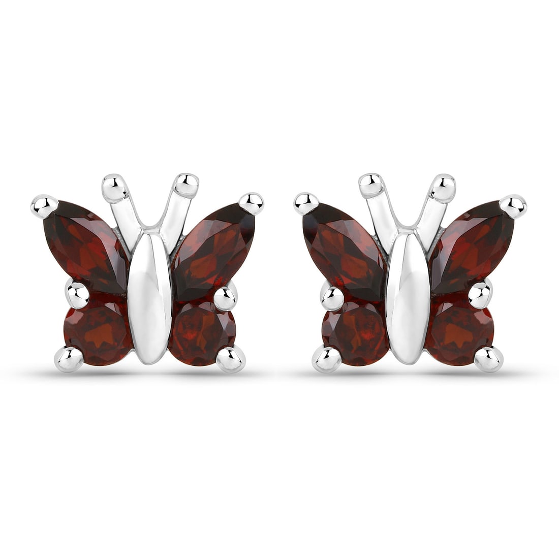 Plated 18KT White Gold 1.28ctw Garnet Earrings: 1.28 Carat Genuine Garnet.925 Sterling Silver Earrings. Garnet Marquise/5x2.50mm - 4/0.80 ctw Prong Setting Natural Not Treated N + Garnet Round/3.00mm - 4/0.48 ctw Natural Not Treated N. Total weight
