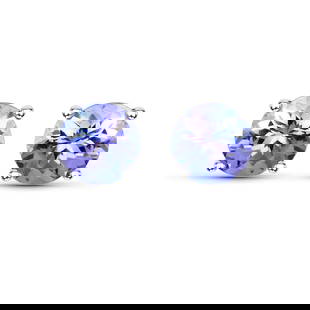 14KT White Gold 0.96ctw Tanzanite Earrings: Tanzanite Round/5.00mm - 2/0.96 ctw Prong Setting Natural Heat Treated E Total weight of 0.94 grams.