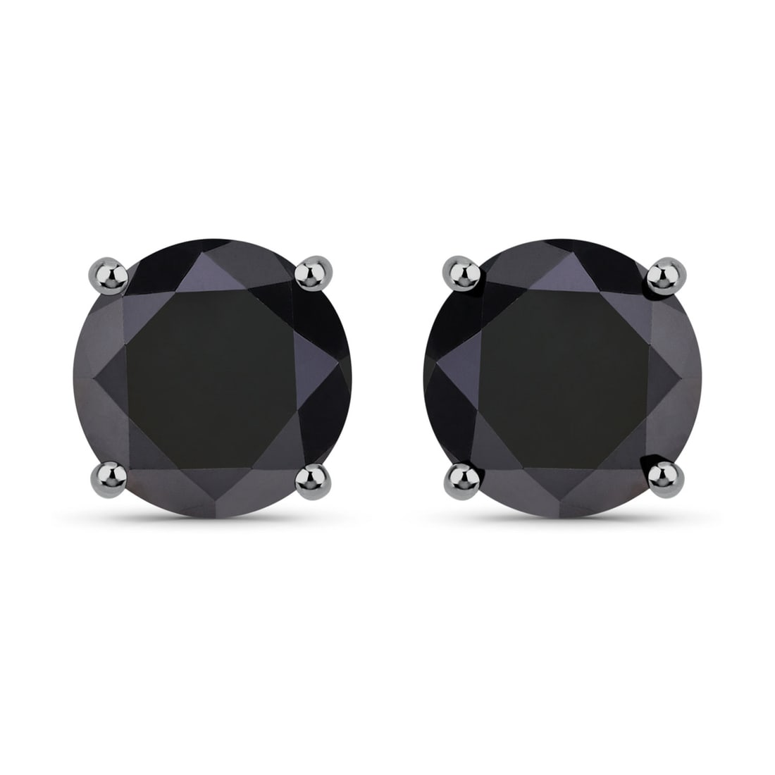 14KT White Gold 3.48ctw Black Diamond Earrings: Black Diamond Round/7.00-7.20mm - 2/3.48 ctw Prong Setting Natural Irradiated N Total weight of 2.28 grams.