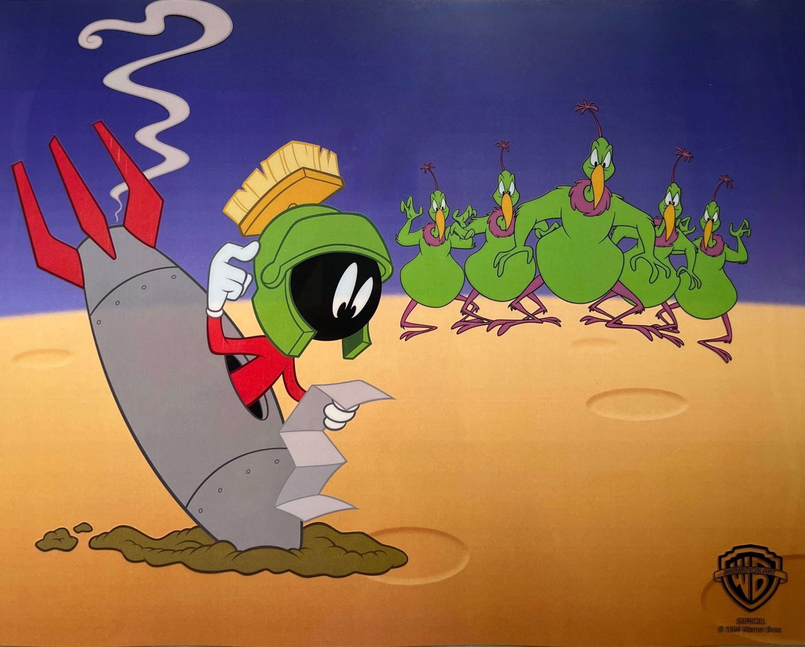 Warner Bros Looney Tunes Marvin the Martian & The Instant Martian Soldiers: Limited Edition Sericel of Warner Bros Looney Tunes Marvin the Martian & The Instant Martian Soldiers. This Cel measures 11? x 14?, comes unframed, in excellent condition. This cel bears an authentica