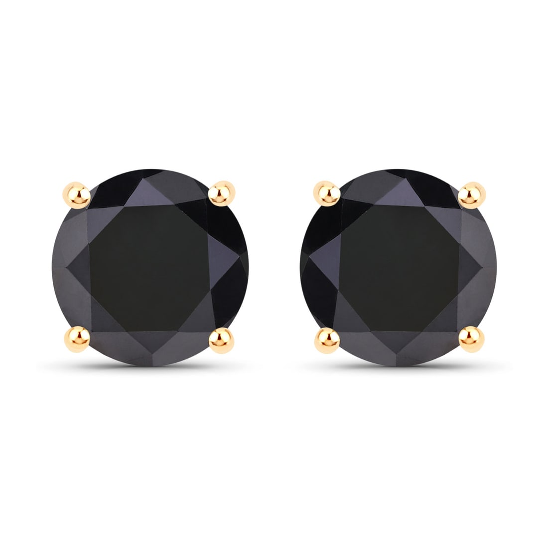14KT Yellow Gold 3.24ctw Black Diamond Earrings: Black Diamond Round/6.60-7.20mm - 2/3.24 ctw Prong Setting Natural Irradiated N Total weight of 2.25 grams.