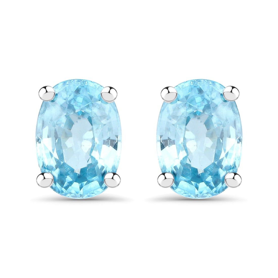 Plated Rhodium 2.40ctw Blue Zircon Earrings: 2.40 Carat Genuine Blue Zircon .925 Sterling Silver Earrings. Blue Zircon Oval/7x5mm - 2/2.40 ctw. Total weight 1.78 grams.