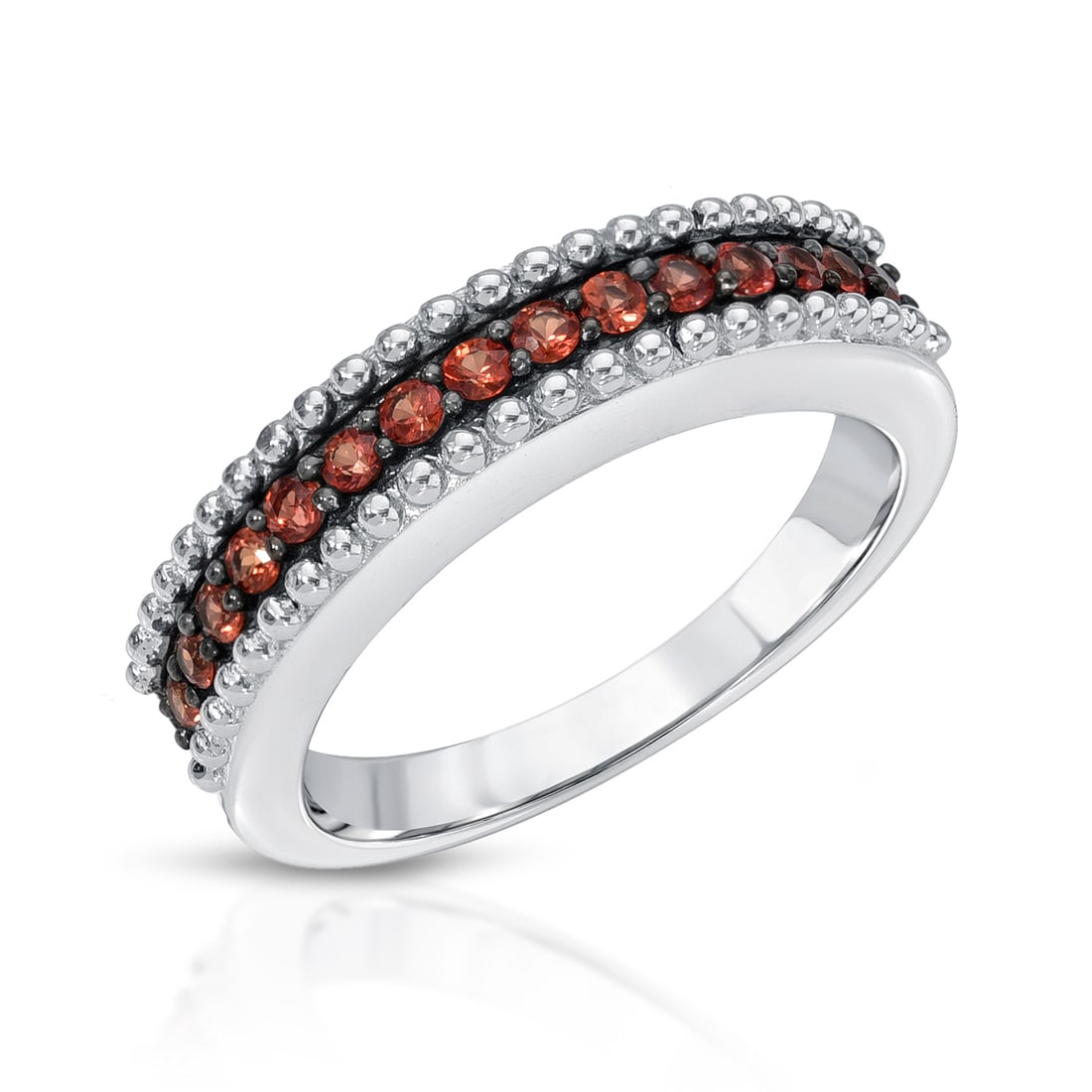 Plated Rhodium 0.50ctw Orange Sapphire Ring: 0.50 Carat Genuine Orange sapphire .925 Sterling Silver Ring. Orange sapphire Round/1.80mm - 15/0.50 ctw Prong Setting Natural Heat Treated E. Total weight of this ring is 3.9 grams. Ring size is 5.