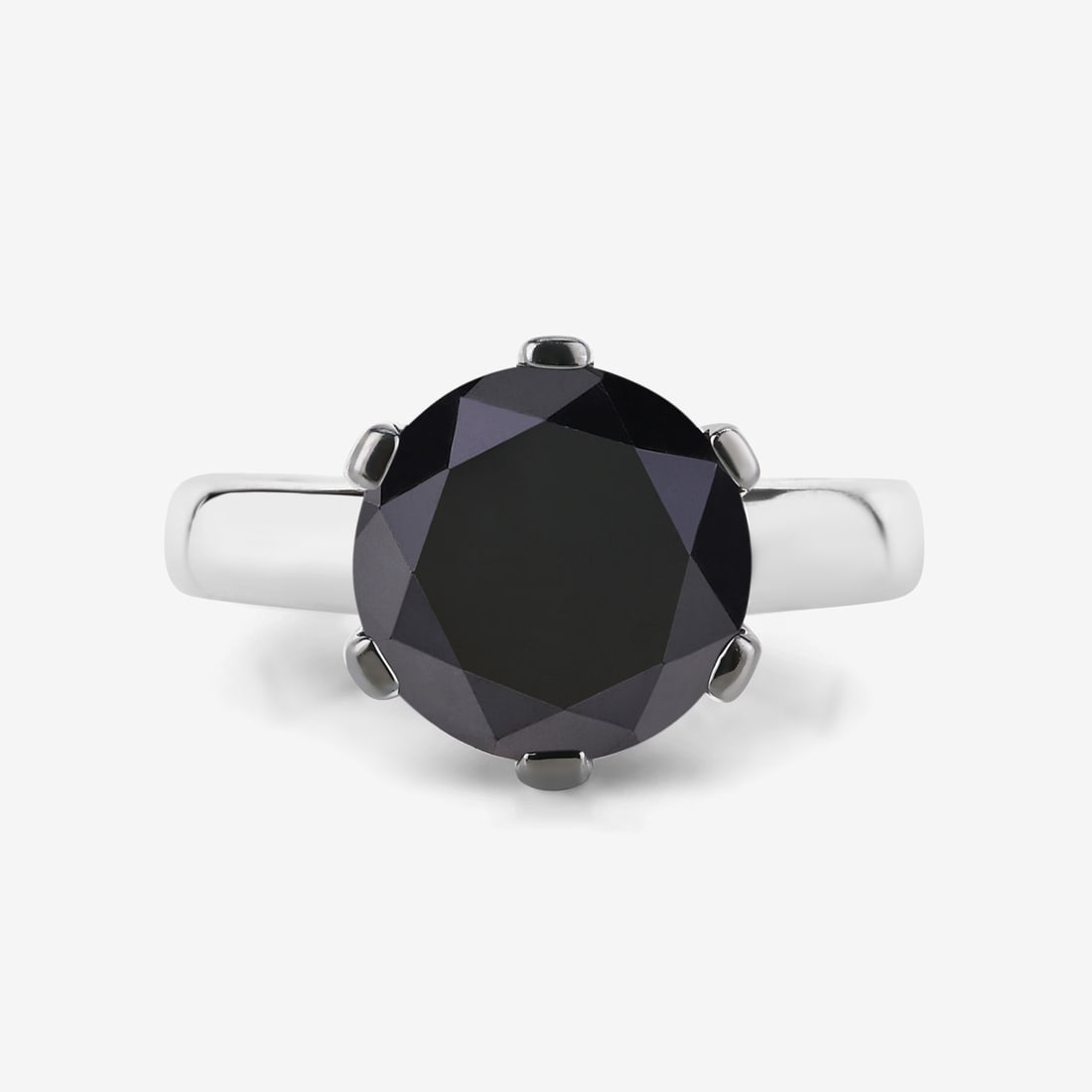14KT White Gold 3.31ctw Black Diamond Ring: Black Diamond Round/8.80-9.40mm - 1/3.31 ctw Prong Setting Natural Irradiated N. Ring size 7. Total weight of 4.12 grams.