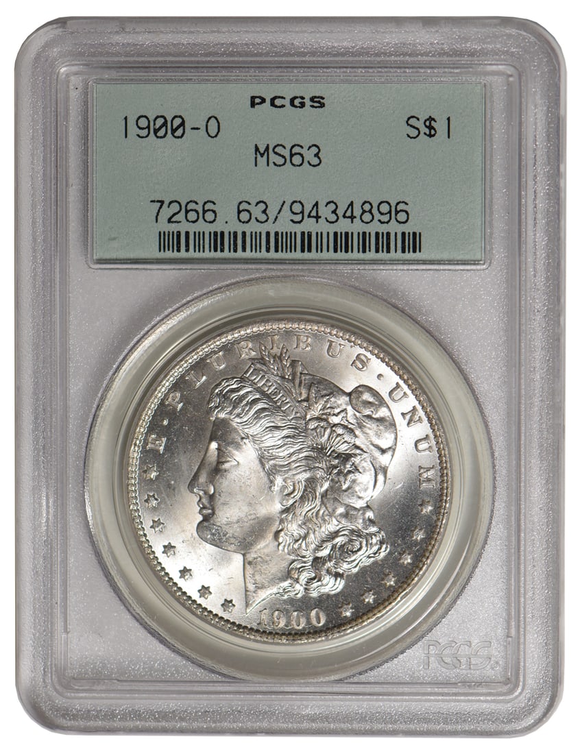 1900-O $1 Morgan Silver Dollar PCGS MS63: One 1900-O $1 Morgan Silver Dollar PCGS MS63.