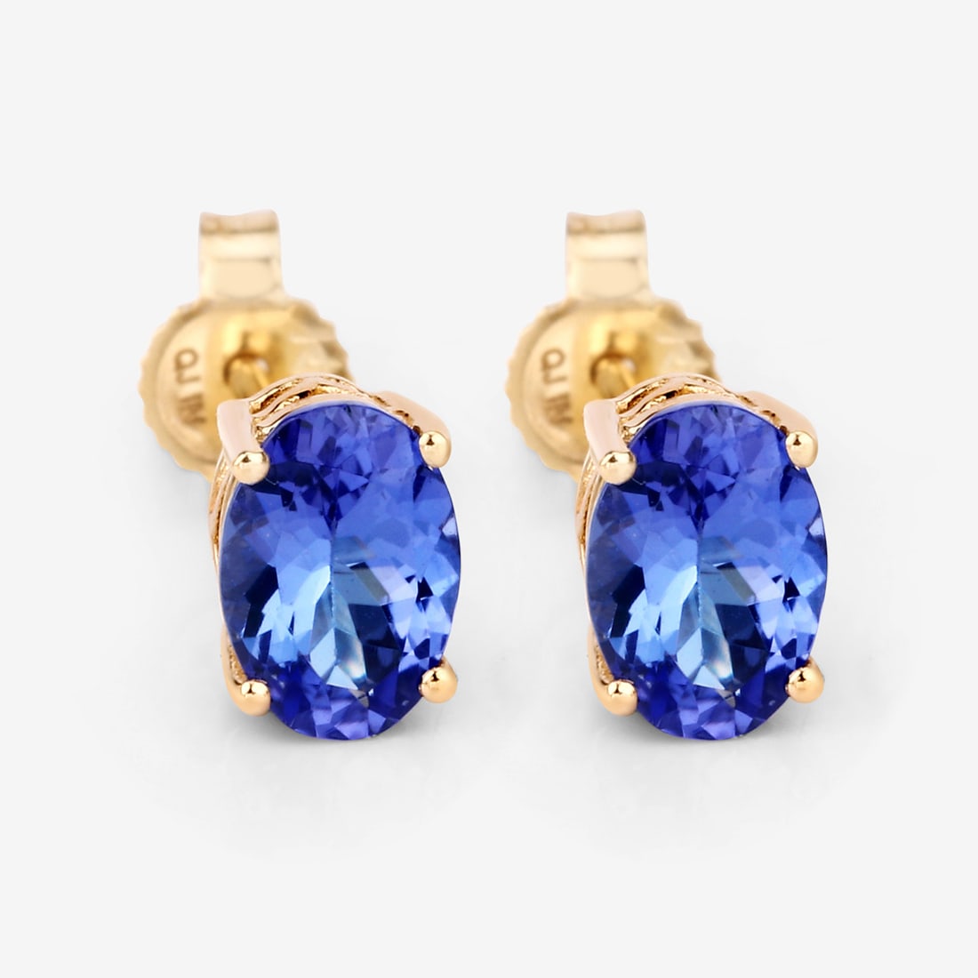 14KT Yellow Gold 1.20ctw Tanzanite Earrings: Tanzanite Oval/6.50x4.50mm - 2/1.20 ctw Prong Setting Natural Heat Treated E Total weight of 1.16 grams.