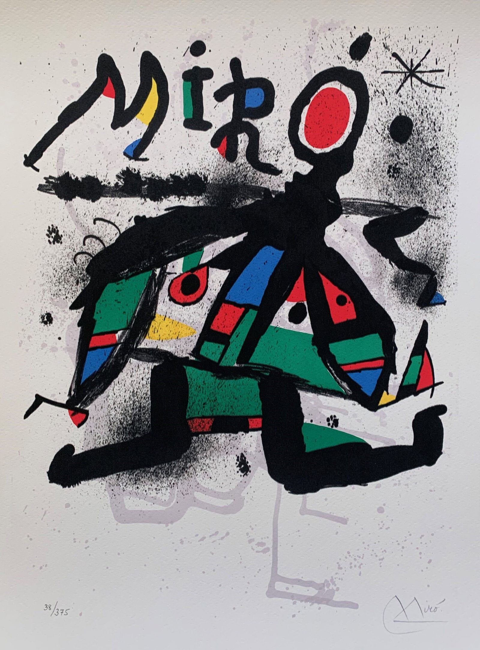 Joan Miro GALERIE MAEGHT Facsimile Signed Limited Edition Giclee: This is a Joan Miro limited edition facsimile signed giclee titled “Galerie Maeght”. This giclee is facsimile signed on the lower right which means it bears a copy of Miro’s signature. This 