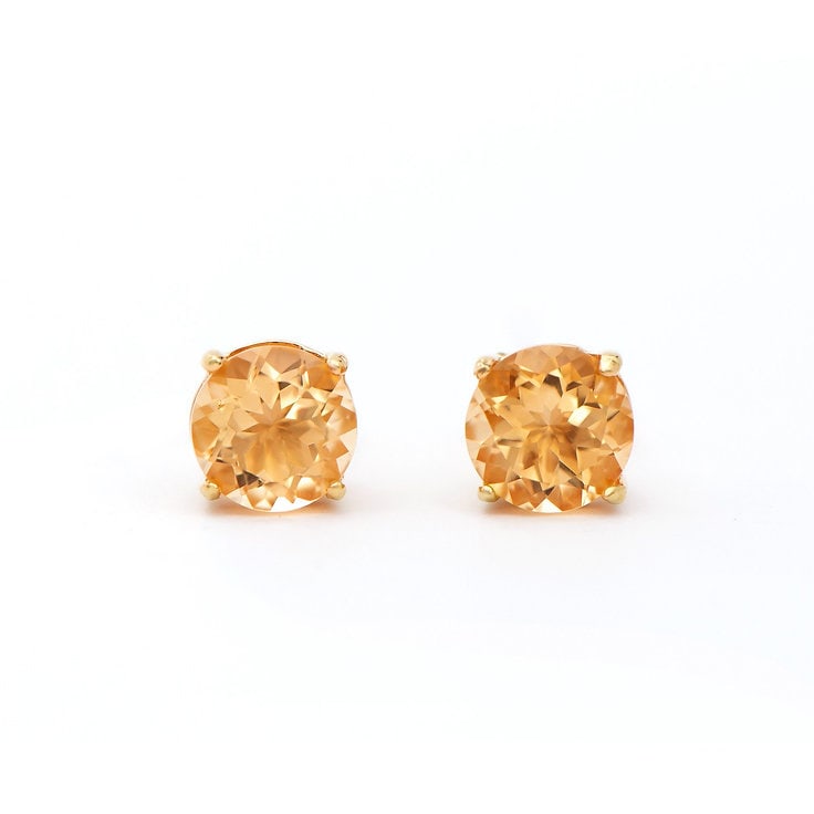 Plated 18KT Yellow Gold 3.15cts Citrine Earrings: One pair of Plated 18KT Yellow Gold 3.15cts Citrine Earrings. (2) Orange Citrine stones with a total weight of 3.15cts. Total weight of these earrings is 2.13 grams.