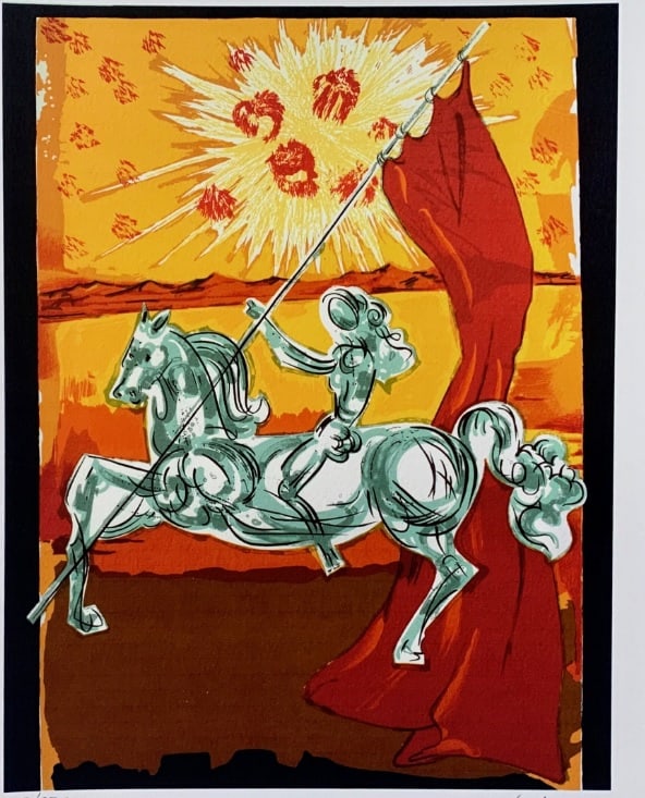 Dali Wilfred Of Ivanhoe Facsimile Signed Limited Edition Giclee: This is a limited edition giclee titled “WILFRED OF IVANHOE” by Salvador Dali. This piece is facsimile signed on the lower right. Pencil numbered from an edition of 375. Paper measures 17" x 1