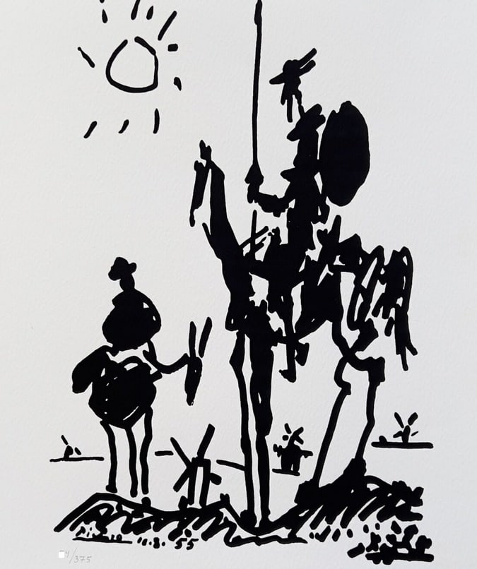 Pablo Picasso DON QUIXOTE Limited Edition Facsimile Signed Giclee: This is a PABLO PICASSO (ESTATE COLLECTION DOMAINE) (1881-1973) small giclee titled Don Quixote. This piece is facsimile signed on the lower right. Pencil numbered from an edition of 500. Paper measur